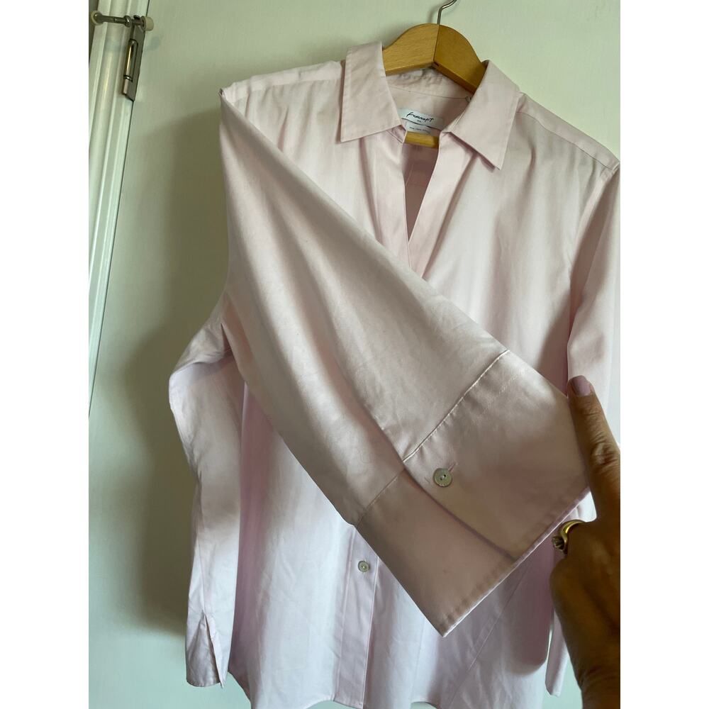 Foxcroft Taylor 3/4 Sleeve Non-Iron Stretch Shirt pink solid button up XXL - Picture 4 of 7